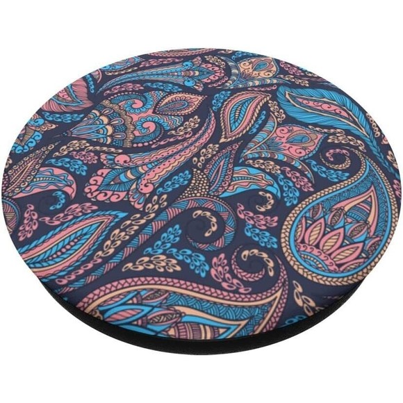 Paisley Flowers Seamless Pattern Colorful Violet Watercolor PopSockets PopGrip - Picture 2 of 8